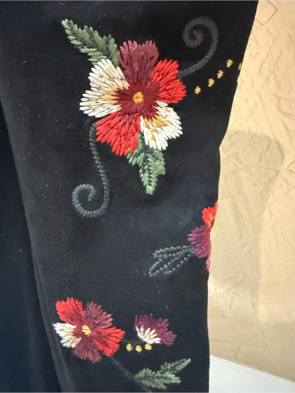 Sam Edelman Vena Black Floral Embroidered Suede Over The Knee Boots